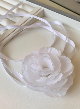 布艺绑带花朵项链韩系高级感锁骨链颈链百搭新款独特项饰女