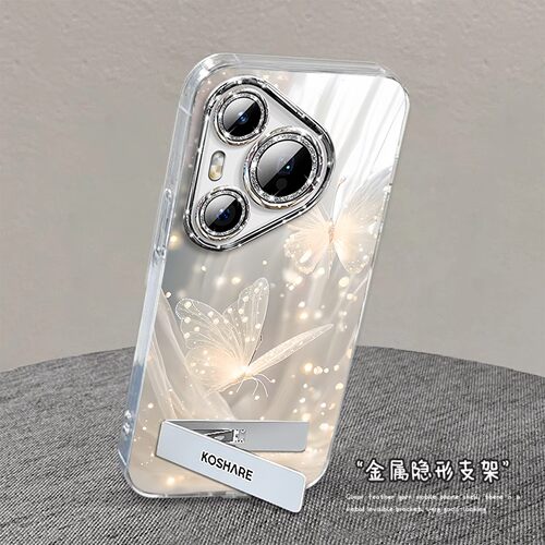 曼妙蝴蝶适用华为pura80Pro手机壳轻奢mate60pro高级p70pro+带手链支架p50羽纱女款外壳m40全包防摔p30保护套 - 图2