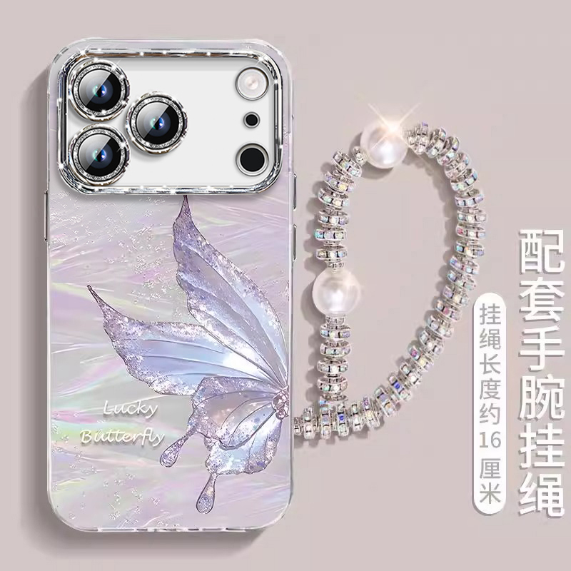 流光蝴蝶适用苹果17promax手机壳新款iphone16pro高级感14plus羽纱女款13全包防摔12时尚简约11气质ins风清新 - 图1