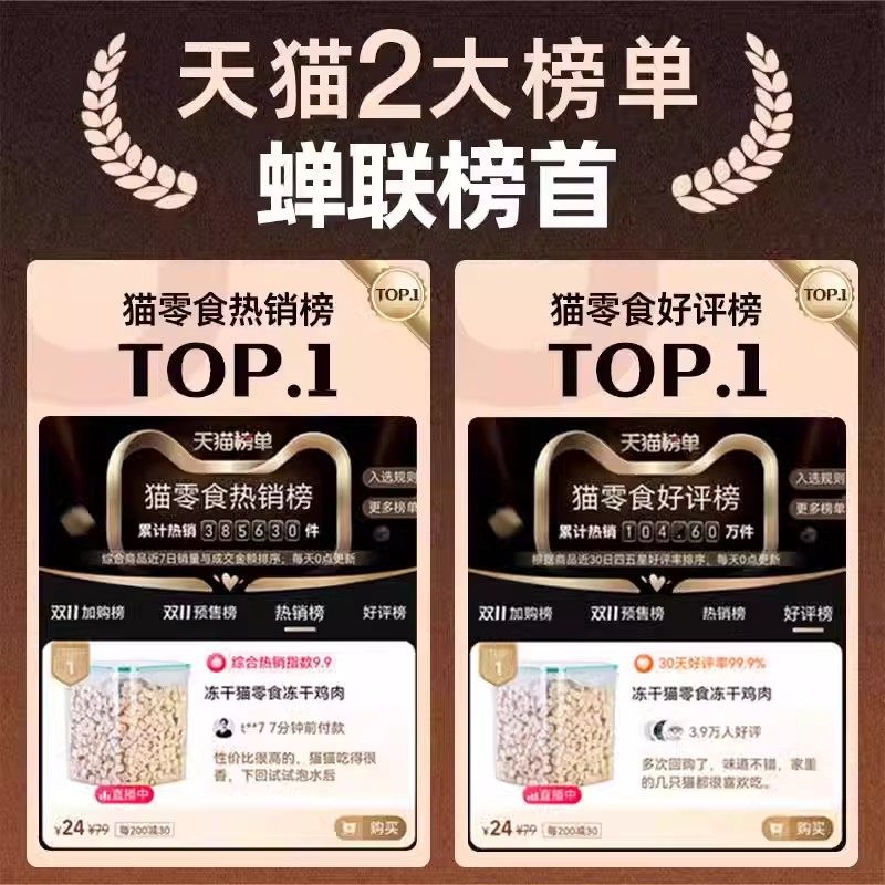 冻干猫零食鸡肉粒鸡胸肉冻干猫咪零食鹌鹑小鱼干营养增肥发腮猫粮,淘宝优惠券,粉丝福利购,淘宝优惠卷