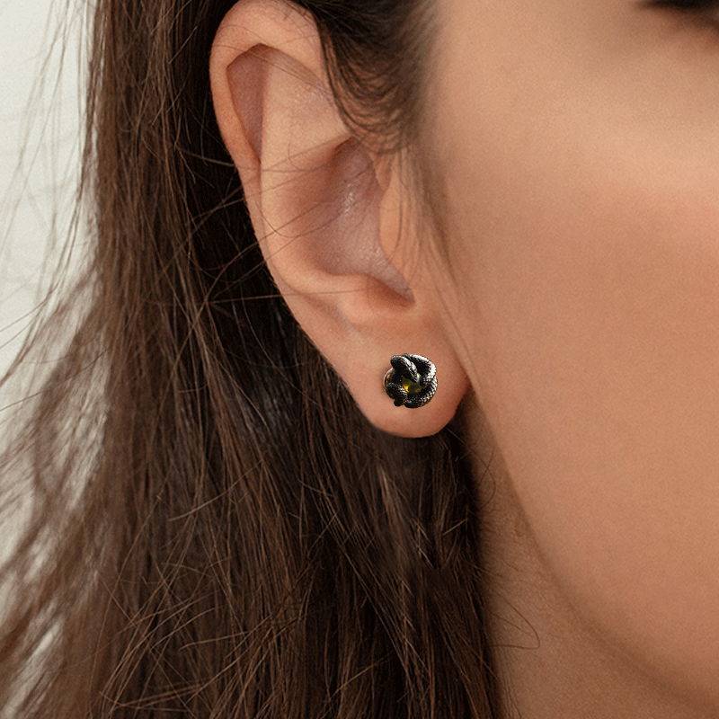 EYEVOLVE新款925银美杜莎之眼耳钉复古立体灵蛇高级感痞帅耳环,淘宝优惠券,粉丝福利购,淘宝优惠卷