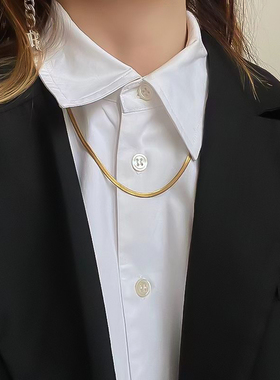 加长款项链女大号大尺码女装饰品休闲冷淡蛇骨刀片链钛钢不掉色胖