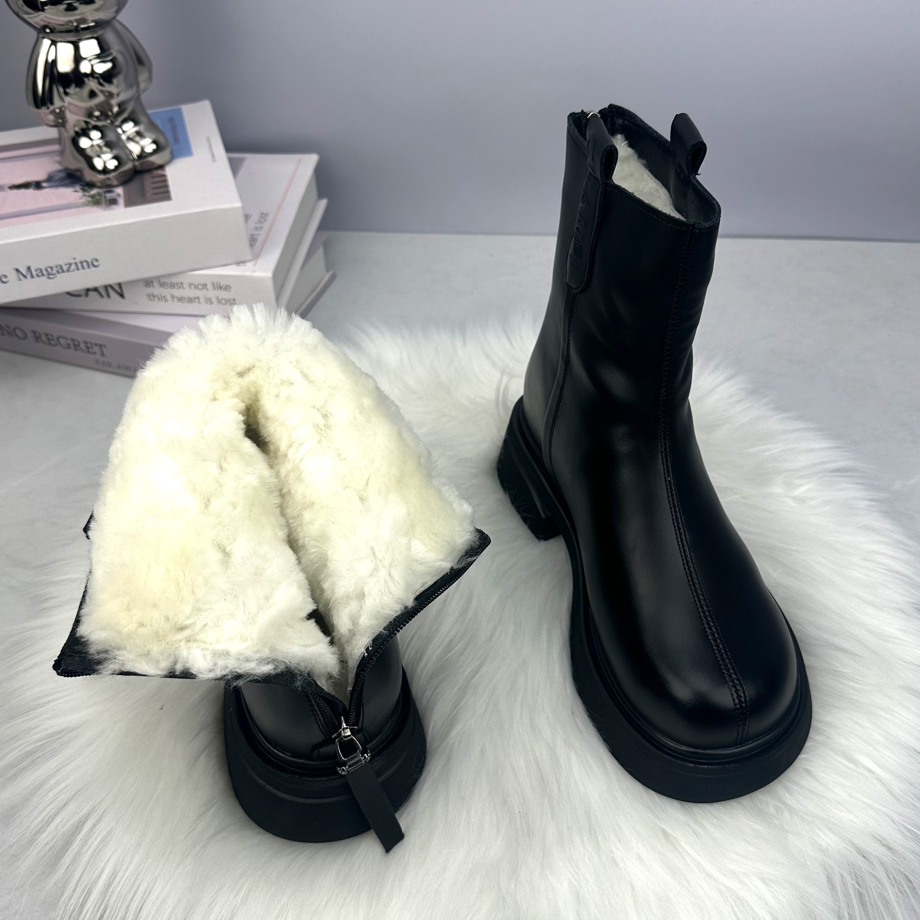 2025秋冬加绒马丁靴女冬羊毛内里保暖厚底短靴防滑棉靴烟筒短靴,淘宝优惠券,粉丝福利购,淘宝优惠卷