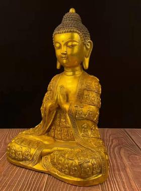 黄铜释迦摩尼坐佛像摆件工艺品商务礼品金属工艺品黄铜2719佛像家
