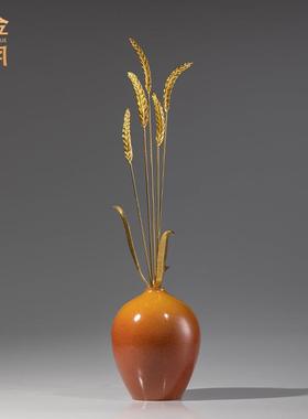 铜金岁月岁岁平安黄铜麦穗摆件仿真黄铜麦穗装饰乔迁开业贺礼摆件