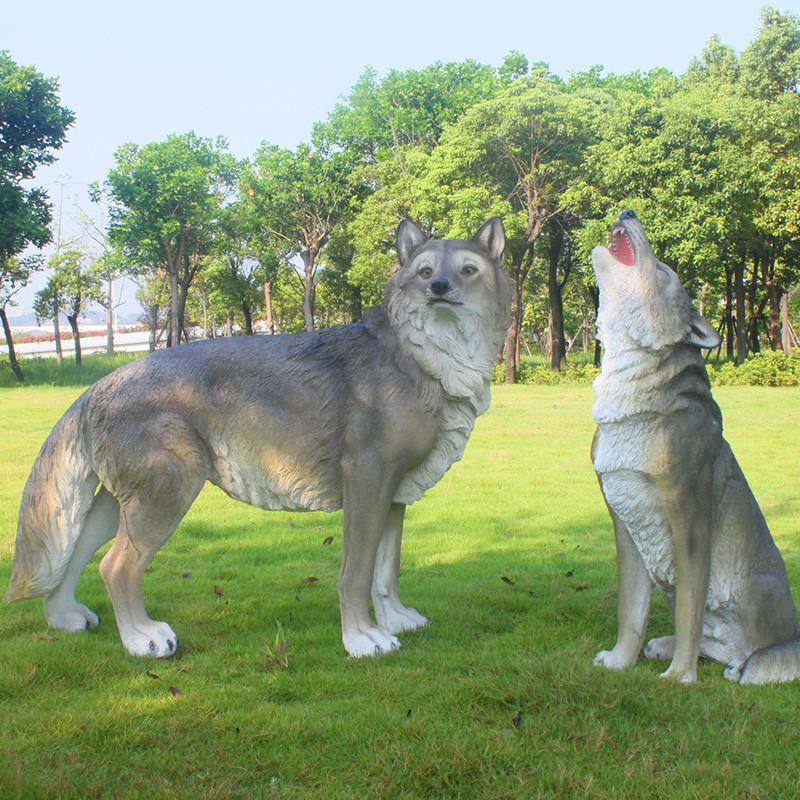 仿真狼摆件玻璃钢雕塑户外园林景观动物模型公园景区草坪小摆件 - 图1