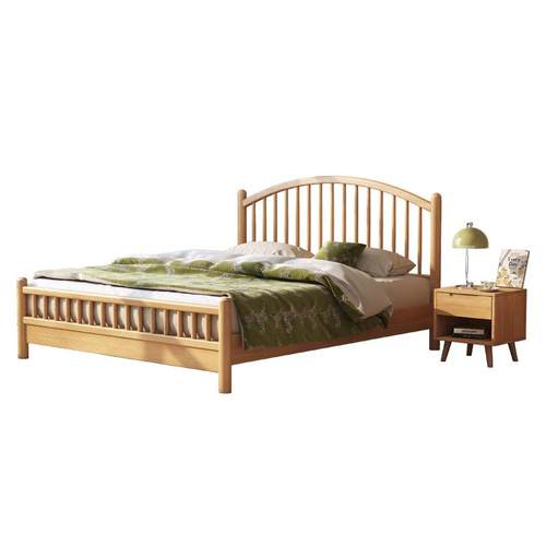 my北欧全实木莎床人1.8米1双.5单108弯头人温床现代简约原卧木床 - 图3