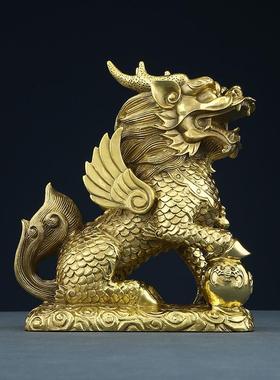黄铜麒麟摆件客厅办公家居工艺品公司乔迁开业礼品