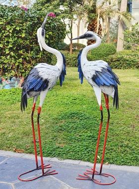 户外园林仿真仙鹤摆件新中式别墅花园景区造景铁艺动物装饰工艺品