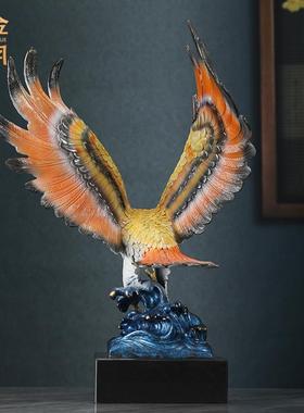 铜金岁月大展宏图老鹰铜器摆件办公室雄鹰展翅铜摆件开业赠送礼品