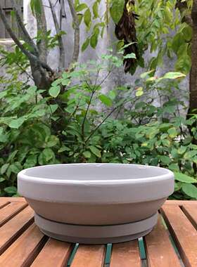 仿水泥红陶花盆多肉绿植花器北欧工业水泥灰陶土透气花盆配带托盘