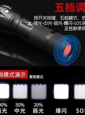 LED汽修灯工作用灯手电筒强光可充电应急照明调焦远射灯车夹固定