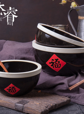 陶瓷酸菜鱼大盆碗家用串串香汤碗水煮鱼碗大号拉面碗麻辣烫碗复古