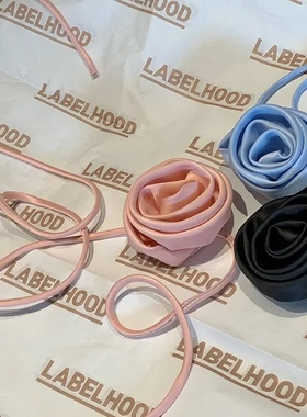 周美美万能穿搭小点缀法式甜美立体手工玫瑰绑带颈圈伴娘手环花