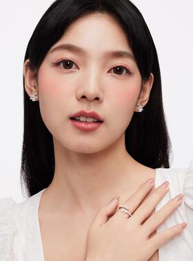 卡蒂罗丝带蝴蝶结人造珍珠耳钉女925银耳饰小众设计秋冬2023新款