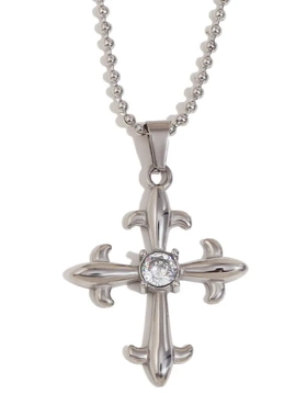 欧美气质设计款创意项坠不锈钢镀18k金复古白钻十字架珠链项链女