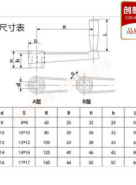 可折摇手柄\摇柄\圆孔方孔摇手柄\手摇柄 孔8 10 12 14 16 17机床