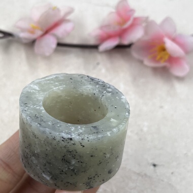 新疆和田玉点墨青花籽料扳指边角料戒指圈口22指环玉石料毛料包邮