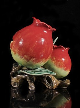 石湾公仔陶瓷石榴摆件家居装饰客厅玄关中式摆设乔迁新居生日礼物