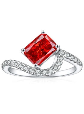 925纯银火焰冰花切方钻戒指女小众高级感豪华1.5t彩宝高碳钻女戒