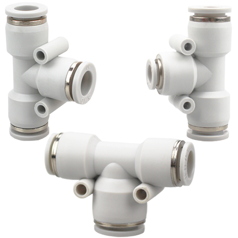 气管三通快速接头PE/PEG/PEW4 6 8 10 12 14 16mm气动塑料快插T型 - 图3