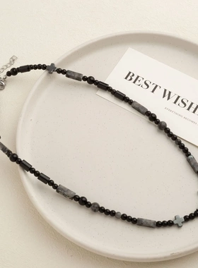 新中式平安扣串珠项链女款复古平安锁配饰名族古风锁骨链