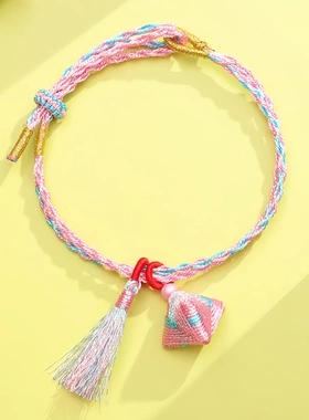 端午节五彩绳手链手工编织幻彩绳流苏粽子手绳少儿宝宝五色线