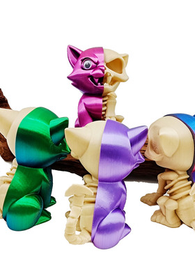 3D打印个性小众骷髅猫模型创意塑料工艺品玩具摆件夜市摆地摊爆款