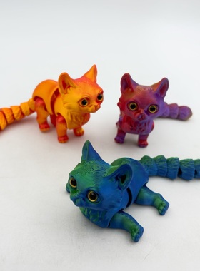 3d打印猫咪模型桌面摆件家居装饰工艺品动物摆件小礼品可活动关节