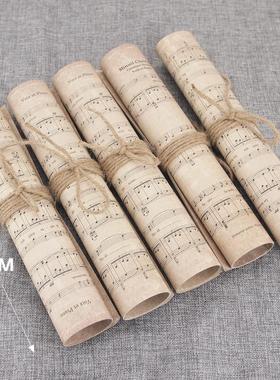 英文乐谱书卷钢琴琴谱五线谱书页样板房书房摆件现代软装饰品庭院