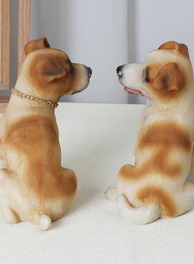 仿真杰克罗素梗小狗装饰摆件桌面模型治愈系花园玄关电视柜工艺品