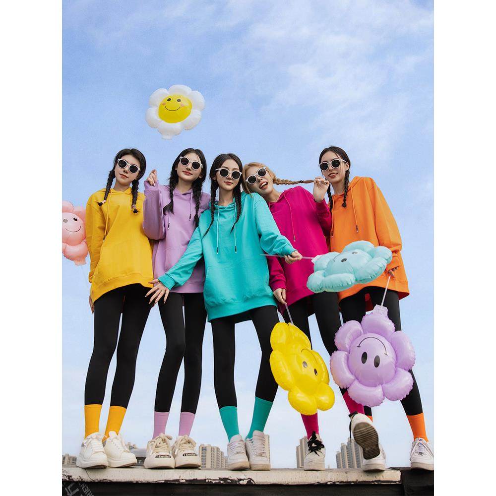 糖果彩色姐妹宽松连帽套头多人纯色卫衣女班服闺蜜装团体旅游拍照,淘宝优惠券,粉丝福利购,淘宝优惠卷