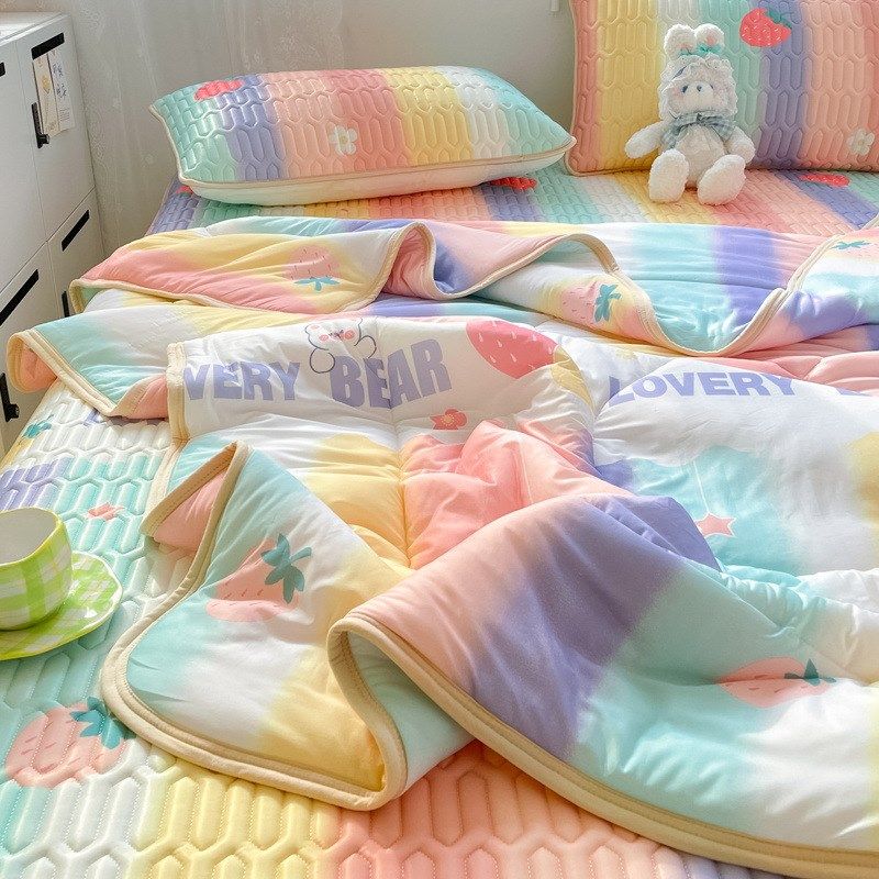 夏季乳胶冰丝凉席夏被四件套床单人学生宿舍空调软席子床垫三件套,淘宝优惠券,粉丝福利购,淘宝优惠卷