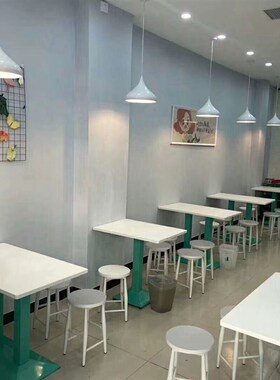 实木小吃店面馆餐桌椅食堂餐厅桌椅饭店酒吧奶茶店快餐店桌椅组合