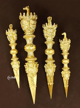 铜三面马头明王金刚底座三面公杵金刚中国装饰收藏礼品