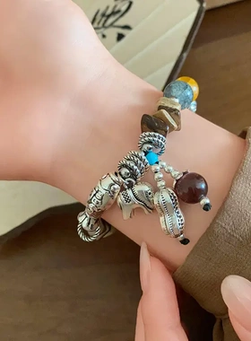 新中式小象花生锦鲤福字手链民族风复古串珠手串时尚通勤手饰