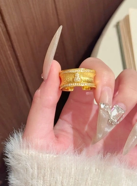 真金电镀锆石葫芦开口戒指轻奢高级感食指戒国潮复古气质百搭手饰