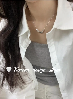 天然珍珠爱心项链不规则扁豆爱心珍珠锁骨链女法式轻奢小众叠戴