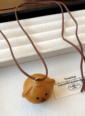 卡通面包吊坠项链小众秋冬高级感长款毛衣链甜美复古简约饰品