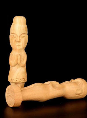 桃木人偶人像人男女款无漆木雕挂件婴儿产品DIY配饰雕刻小件摆件