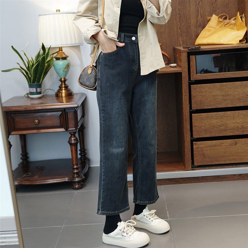 大码女装春夏直筒九分牛仔裤高腰弹力显瘦烟管裤胖mm时尚百搭裤子,淘宝优惠券,粉丝福利购,淘宝优惠卷