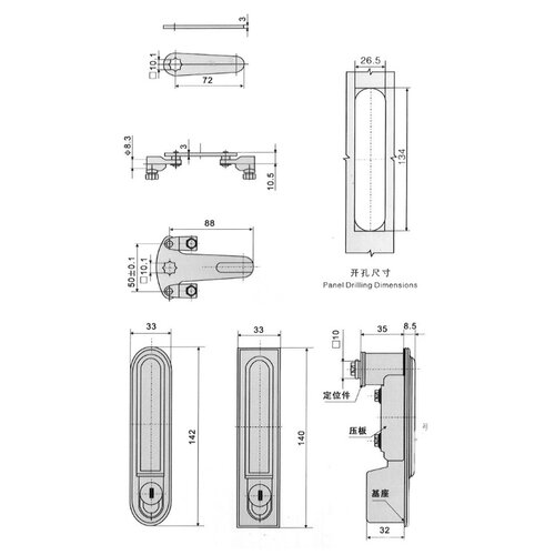 不锈钢配电箱平面门锁 MS818工业按压式高低压设备电柜拉锁 MS490 - 图1