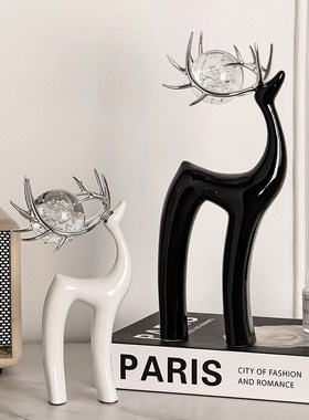 鹿摆件一对轻奢高级感客厅玄关桌面酒柜装饰摆件电视柜乔迁礼品