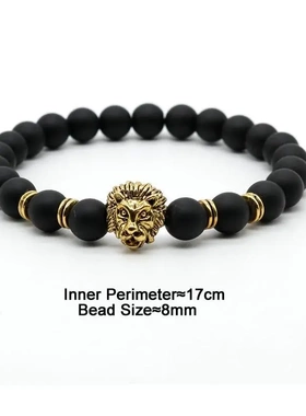 直供供应速卖通热款欧美复古磨砂石火山石狮子豹头手链