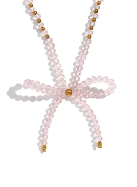 欧美时尚小众紫色项坠不锈钢珠子手作浅色切面水晶结项链女