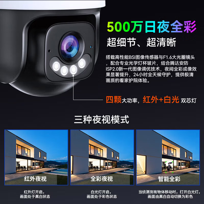 Tenda Tenda 5 million outdoor security surveillance camera home outdoor wireless dome monitor high-definition 360-degree panoramic view with night vision mobile phone remote
