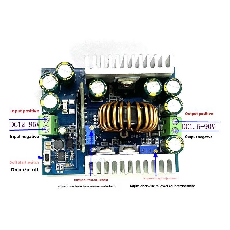 直流降压恒压恒流可调电源模块12-95V转2-90V大功率18A500W转换器 - 图3