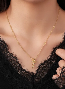 时尚锆石权杖之蛇十字架项链气质潮流锁骨链复古轻奢风高级感项饰