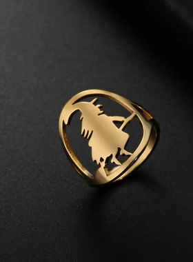 电商饰品个性风潮ins风切割不锈钢巫婆戒指男女指环