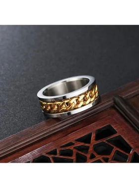 r0213-02饰品 简约时尚个性单车车链男士钛钢戒指 超宽指环